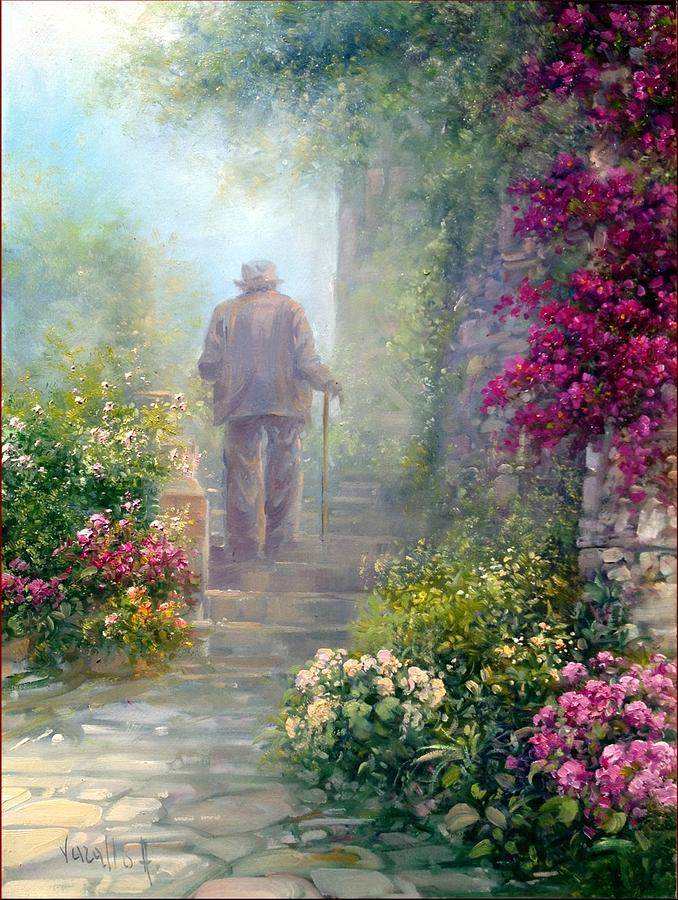 Old Man Walking Up The Stairs by Antonietta Varallo